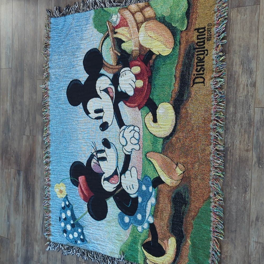 Disneyland Resort Mickey and Minnie Woven Tapestry Blanket